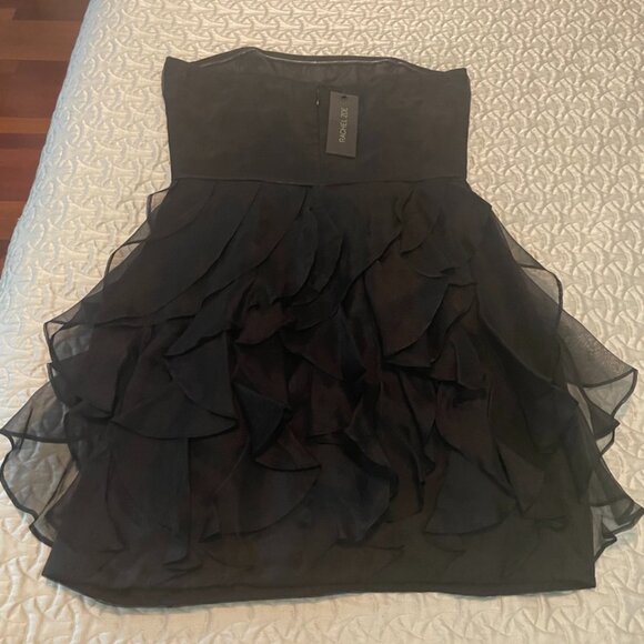 NWT! Rachel Zoe Strapless 100% Silk Black Ruffle Dress (Size 8) - Picture 10 of 16